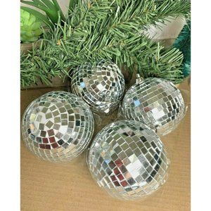 4" Mirror Disco Ball Ornament 4pc Set of Disco Christmas Ornaments